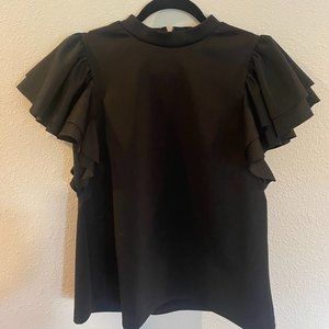 Ruffle sleeve black blouse